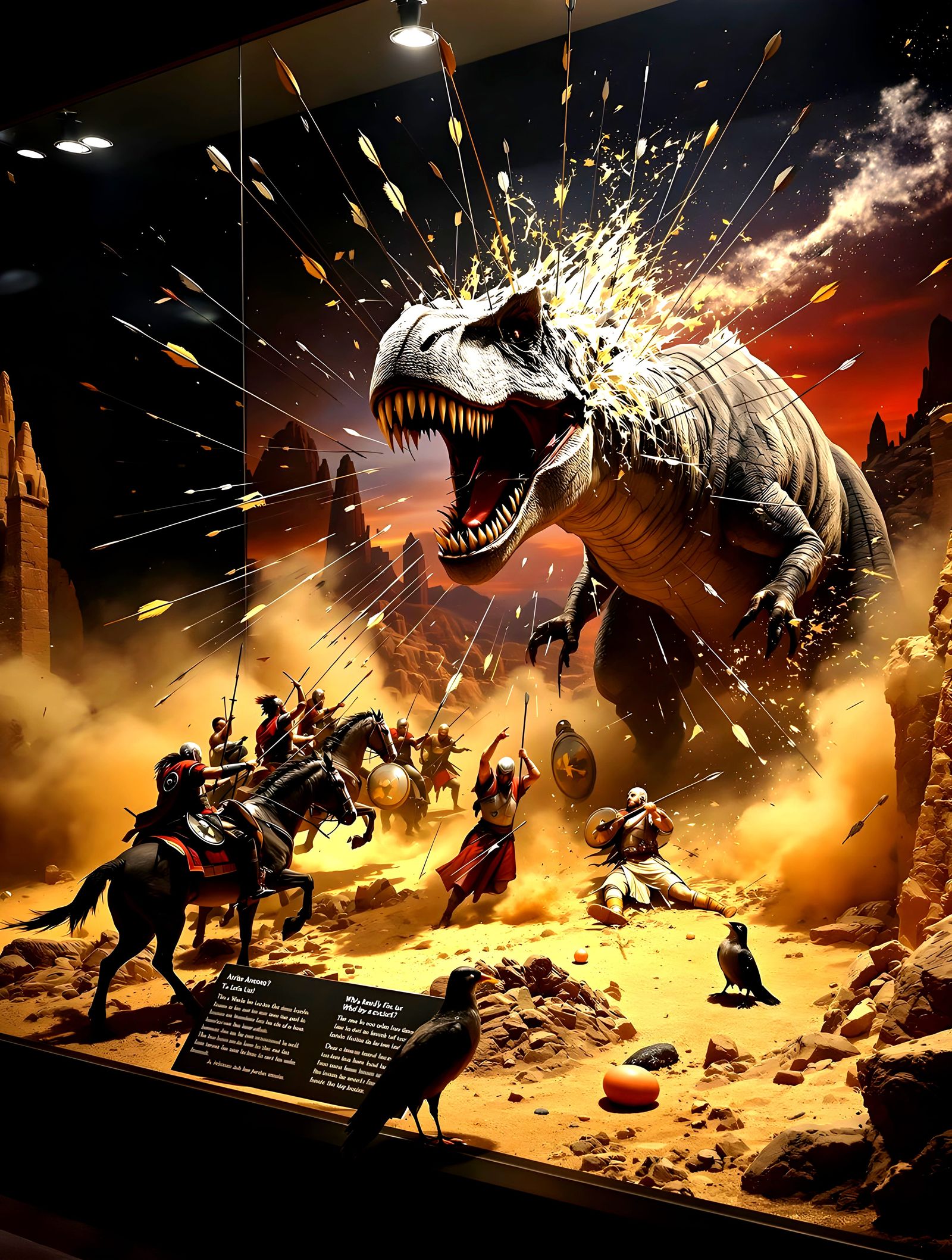 Epic Battle: Hun Cavalry vs. Colossal T-Rex Diorama