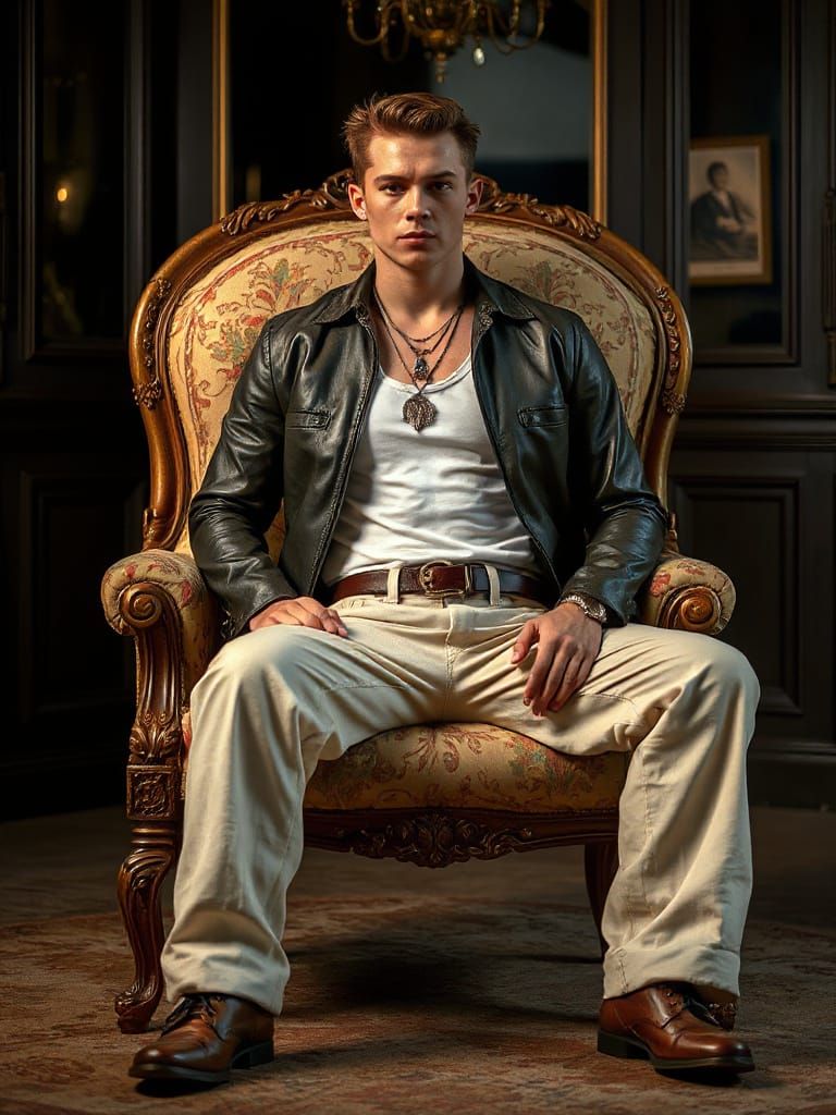 Bohemian Man in 1950s Fashion, Leyendecker Style