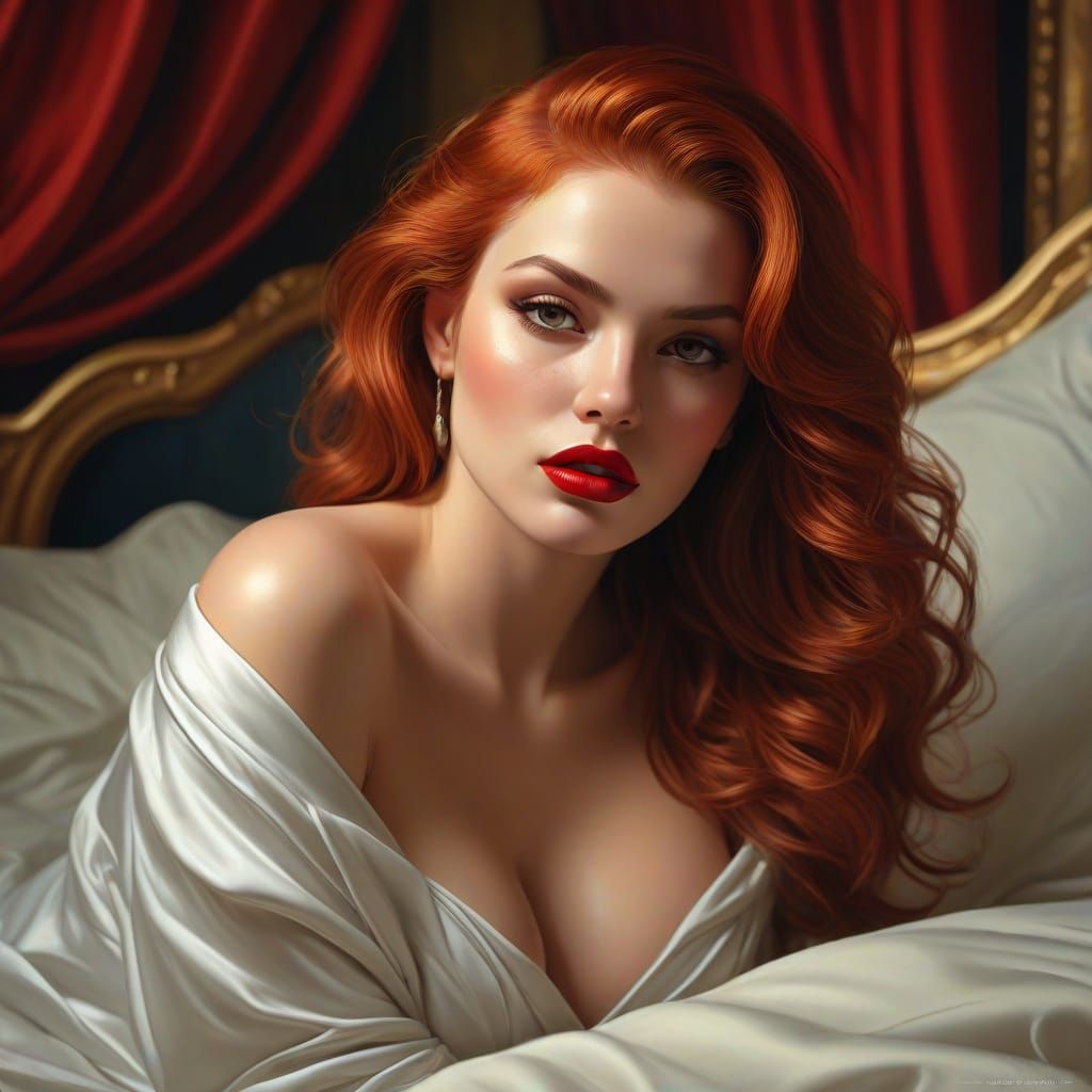 Redhead Supermodel Portrait in Hyperrealistic Digital Art