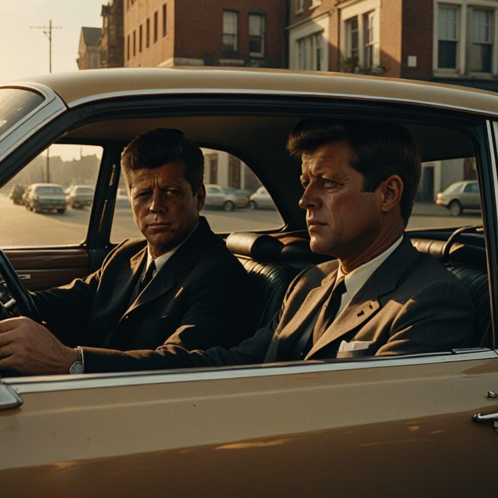 JFK in Car, Cinematic Digital Matte Painting