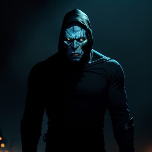 Eerie Cinematic Portrait of the Boogeyman in Ominous Blue Li...