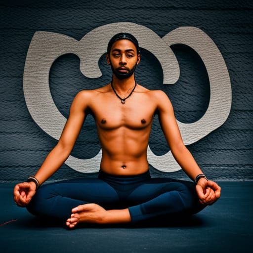 Yoga with Om Sign in Hyperrealistic Style