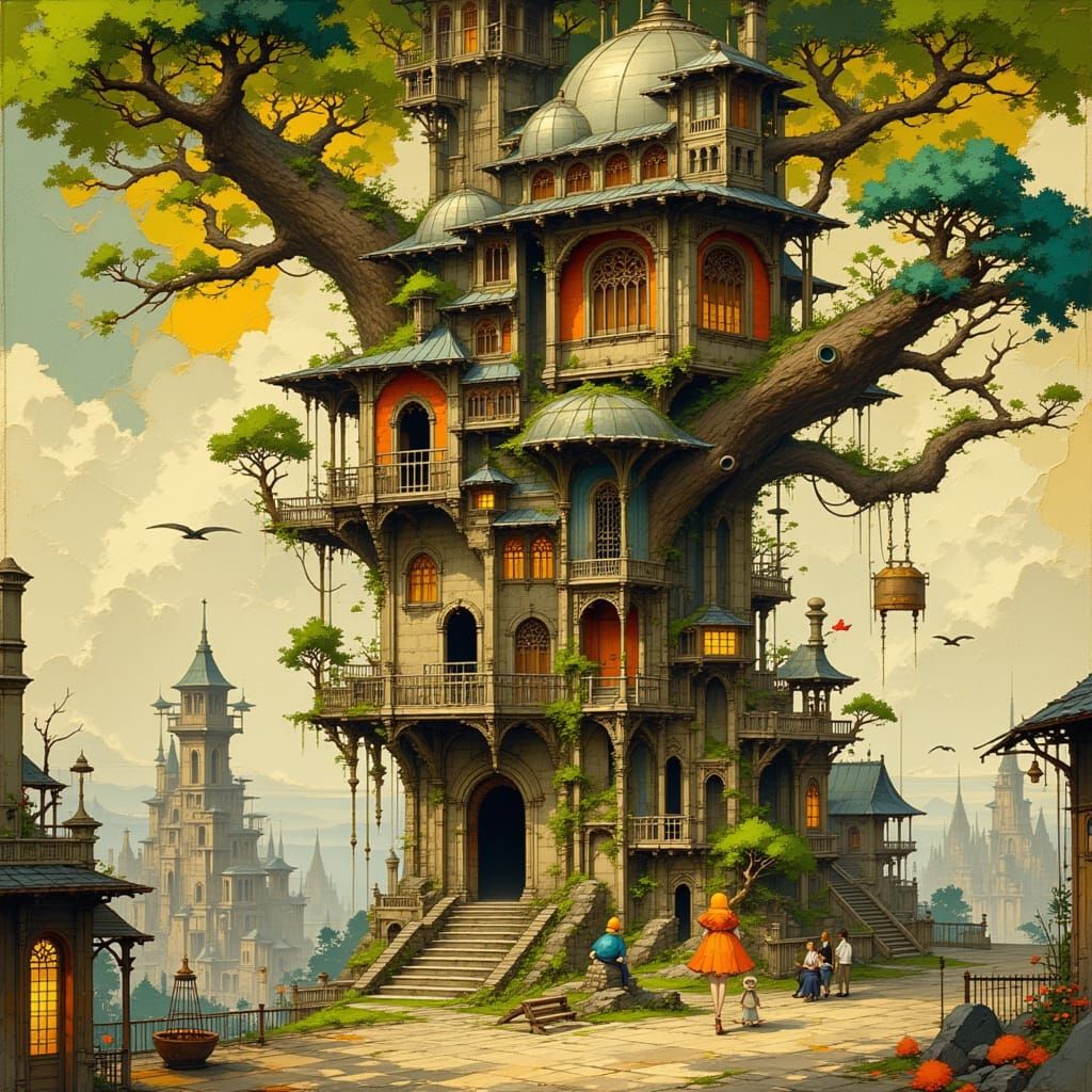 Steampunk Treehouse City in Victorian Square