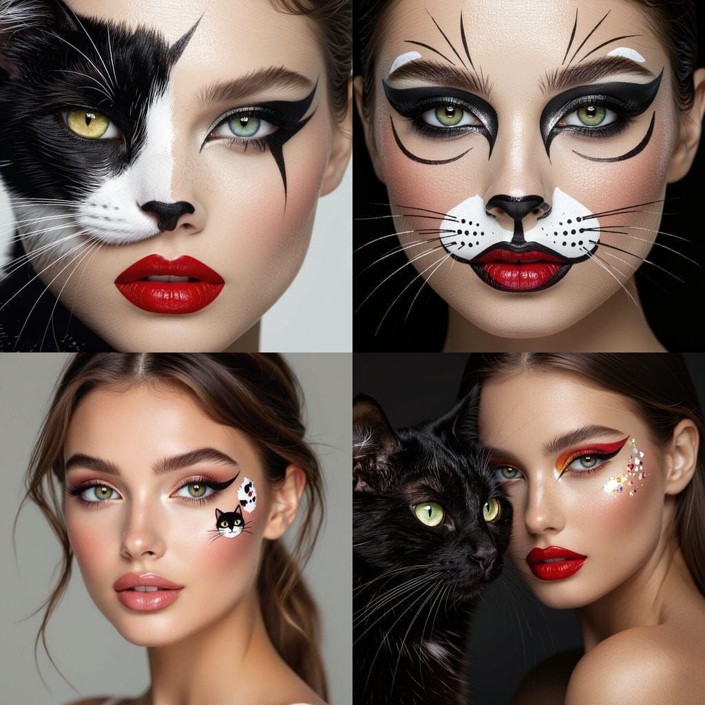 Woman With Feline Makeup Expressing Anger