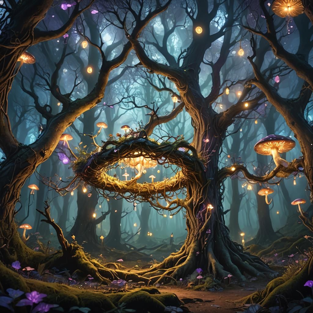 Mystical Grove in Deep Forest: Fantasy Concept Art