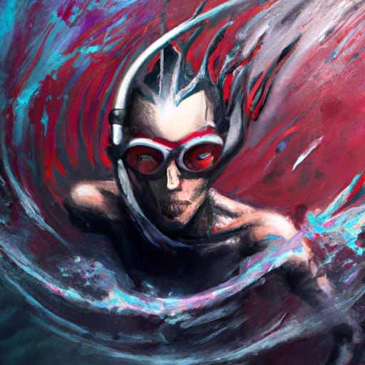 Hyperrealistic Freediver in Splash Art Style