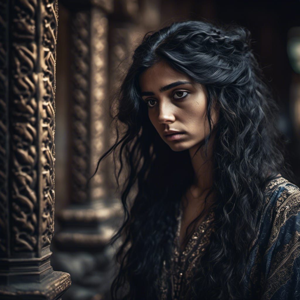 Sad Middle Eastern Woman: Hyperrealistic 64 Megapixel Portra...