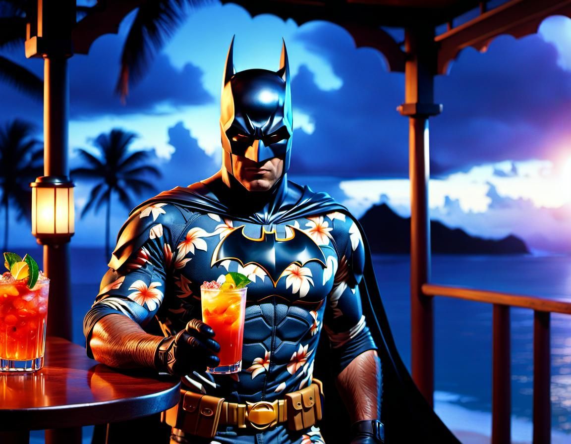 Batman on Tropical Island Vacation