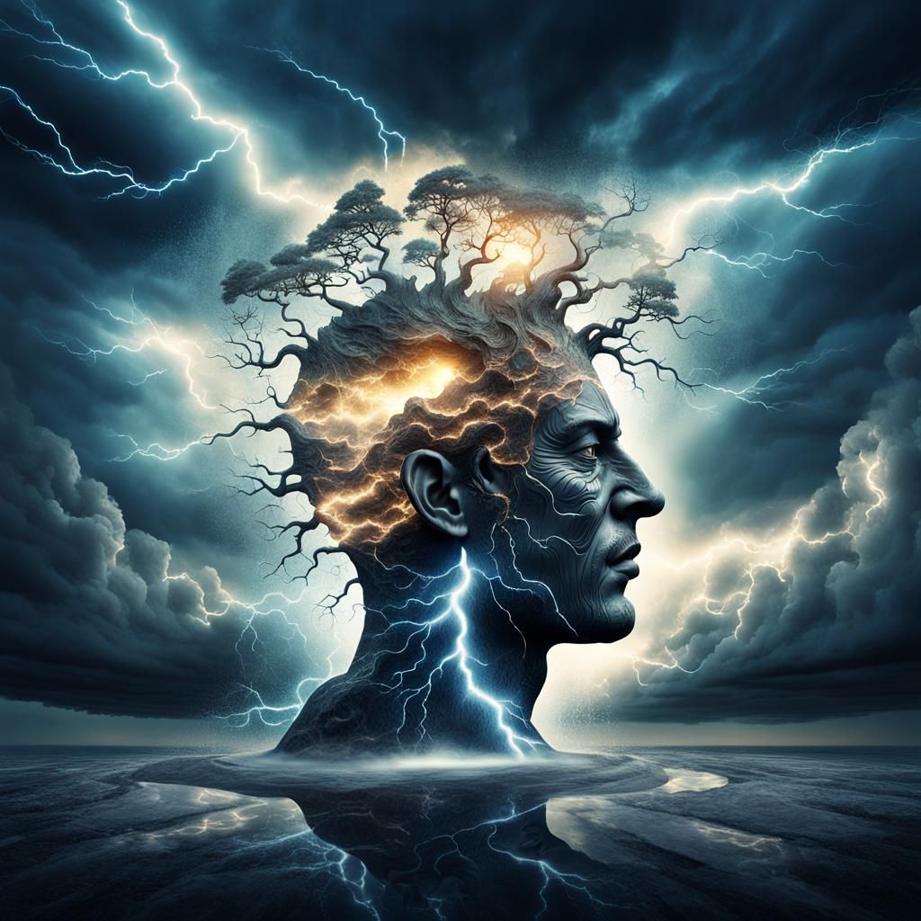 God of Chaos Mind in Double Exposure Style