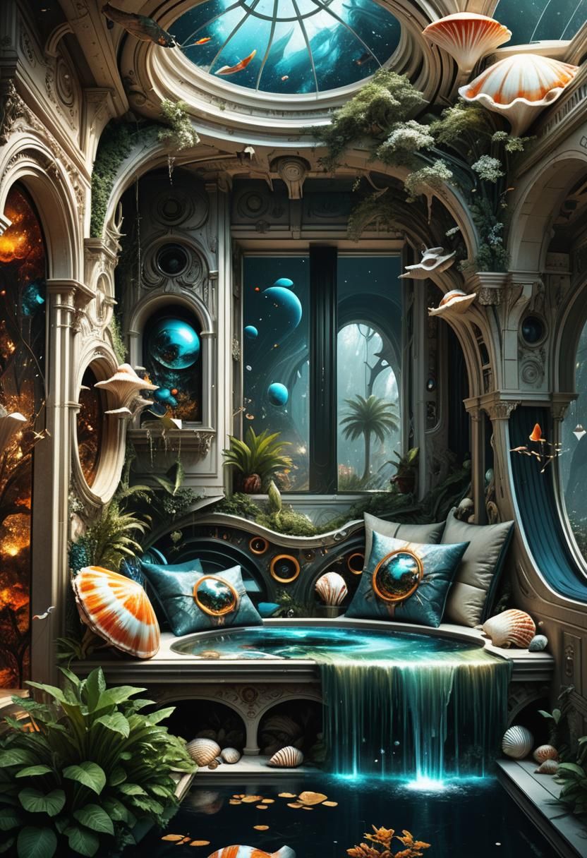 Hyper-Detailed Water Wonderland Palace in Dramatic Light