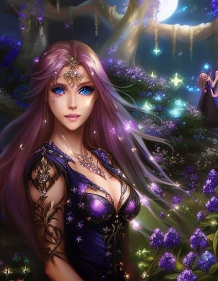 Princess in Flower Garden with Butterflies