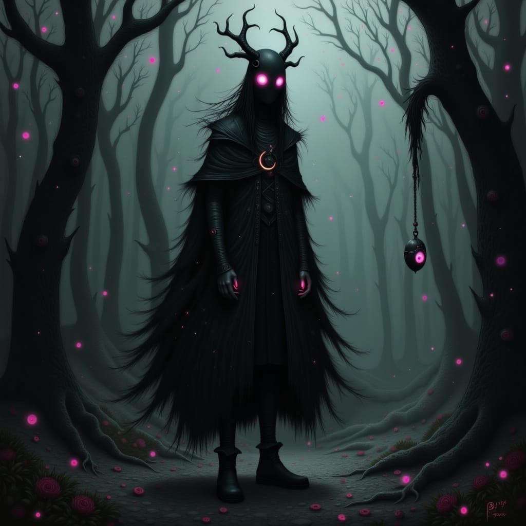 The Cucuy in Ominous Forest, Dark Fantasy Art