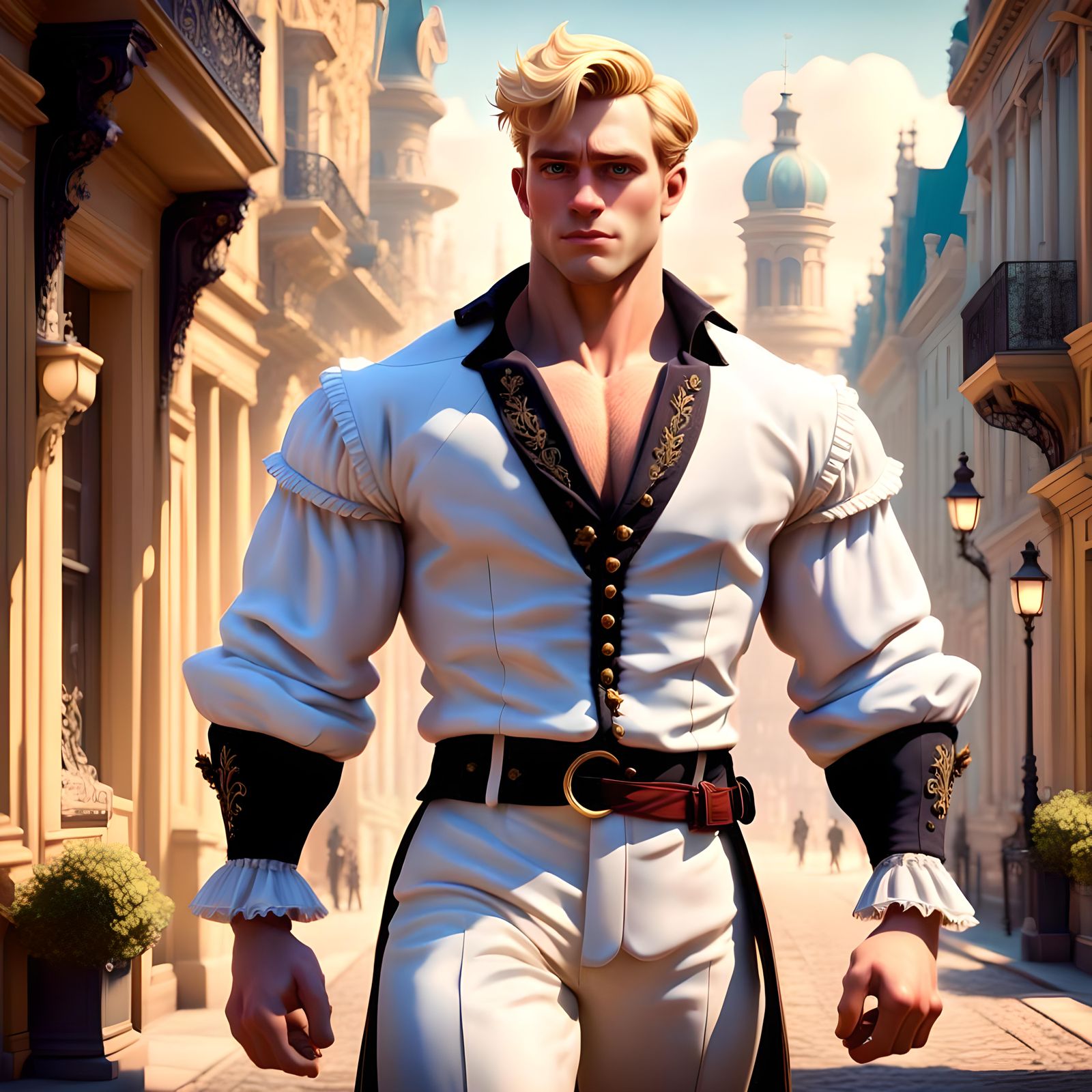 Victorian Hunk in Vienna: Pixar-Style 3D Art