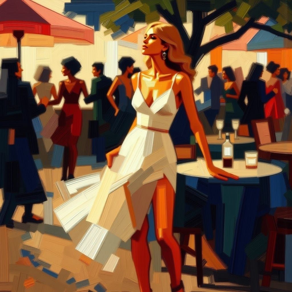 Sensual Dance: Impasto Painting of a French Riviera Nightclu...