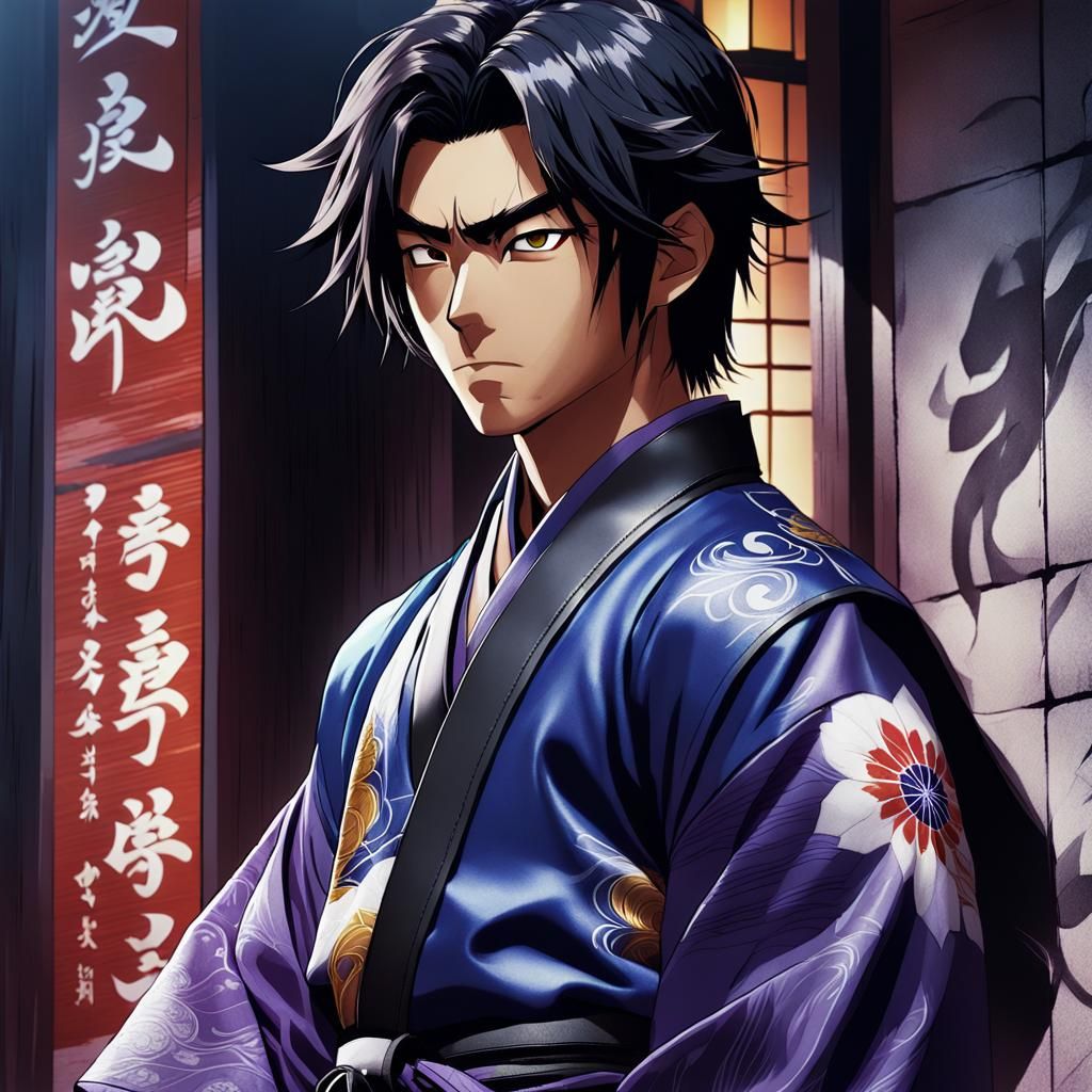 Jujutsu Sorcerer in Kimono: Anime Illustration