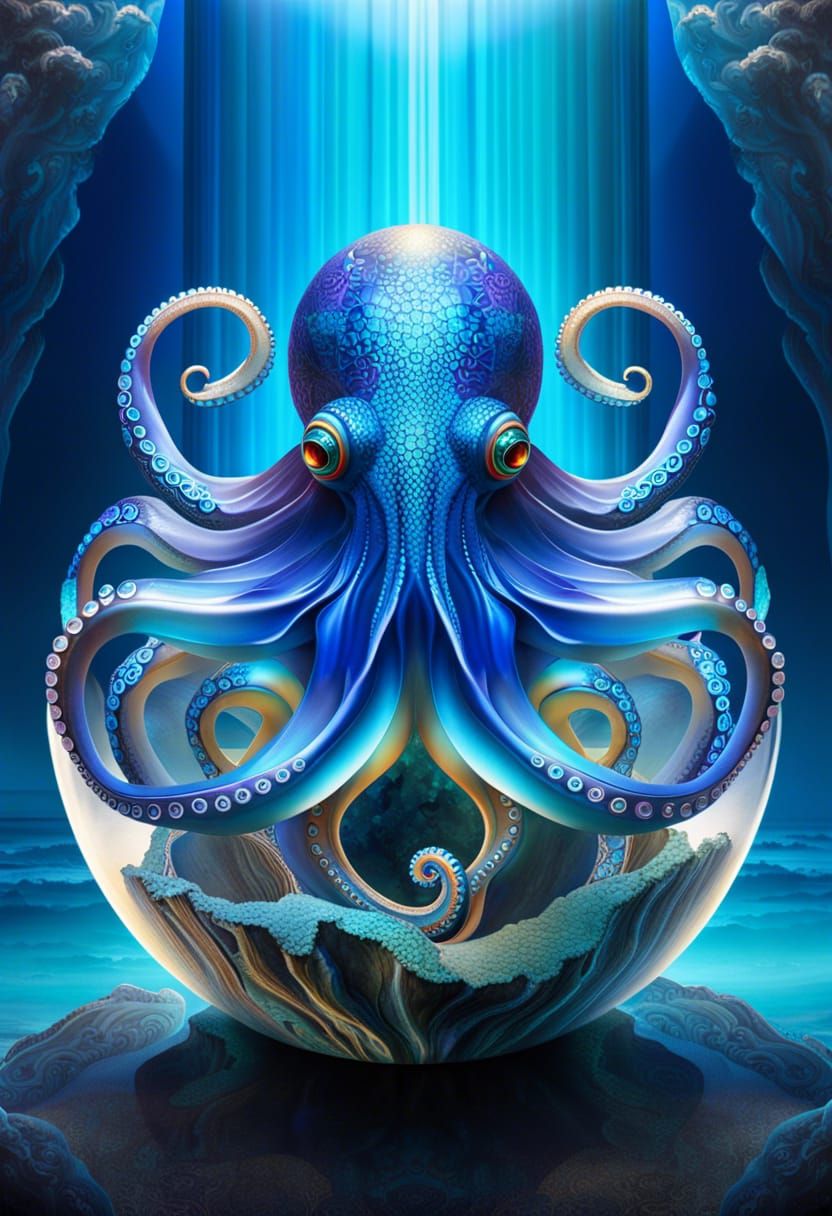 Blue Glass Octopus