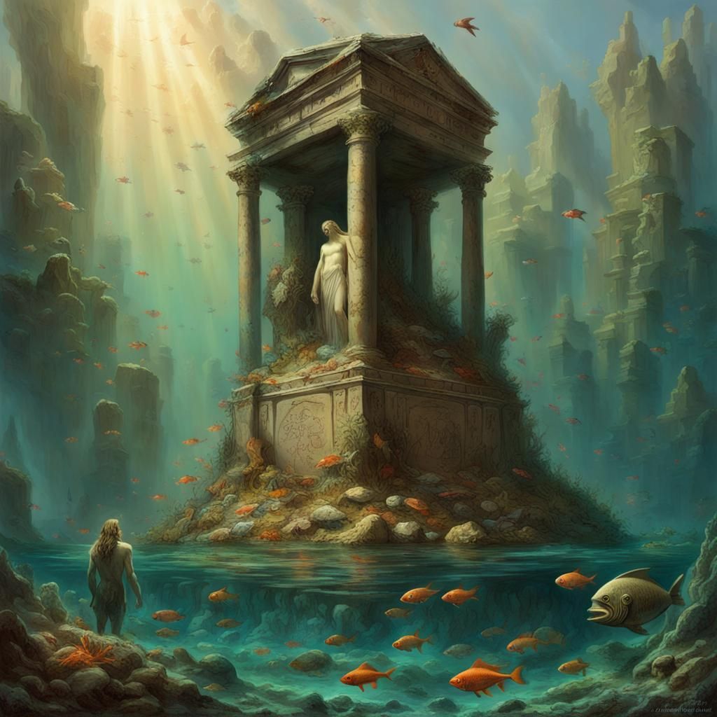Submerged Titan Tomb Inhabited by Marine Life