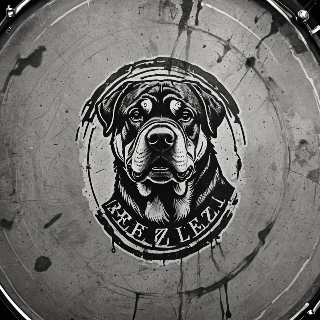 Rottweiler Rock Band Logo Graffiti on Drum