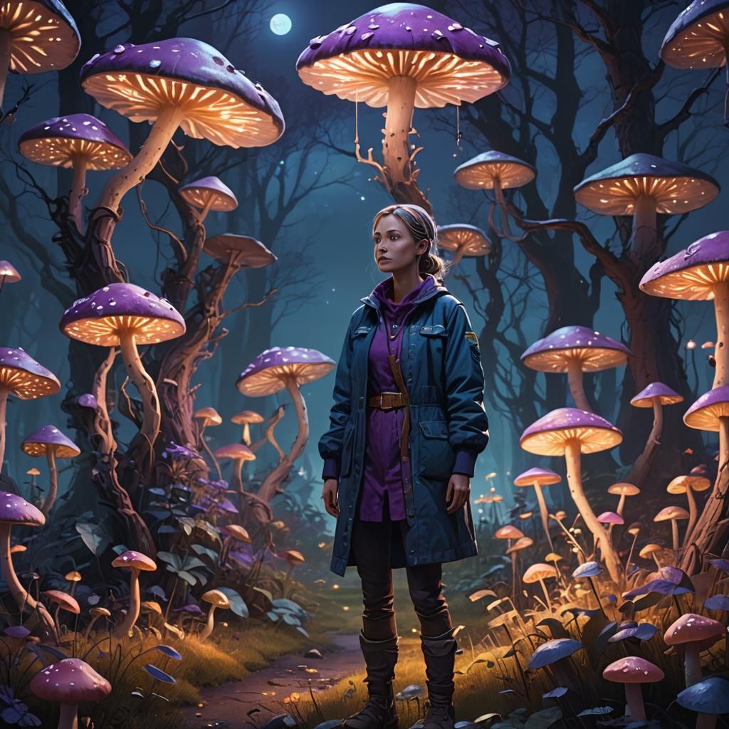 Fantasy Portrait in Moonlit Garden