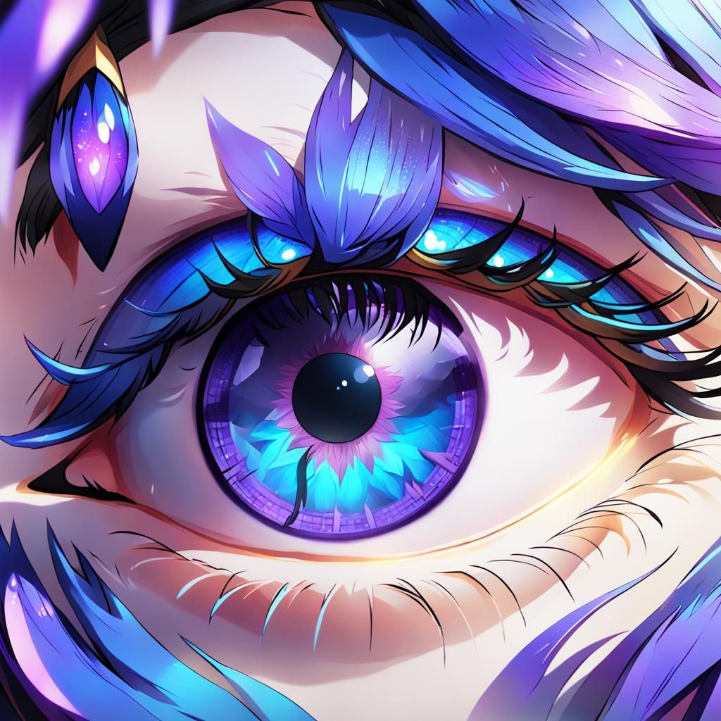 Anime Kitsune Woman's Eye with Gradient Iris