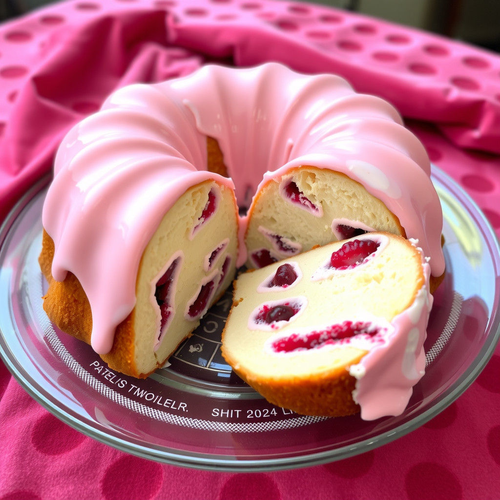 Bundt Cake with Berries and Cream on Display
