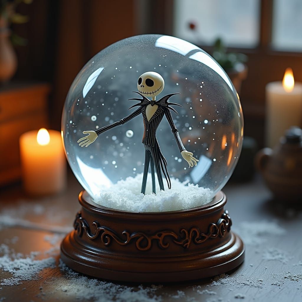 Nightmare Before Christmas Snow Globe in Vintage Style