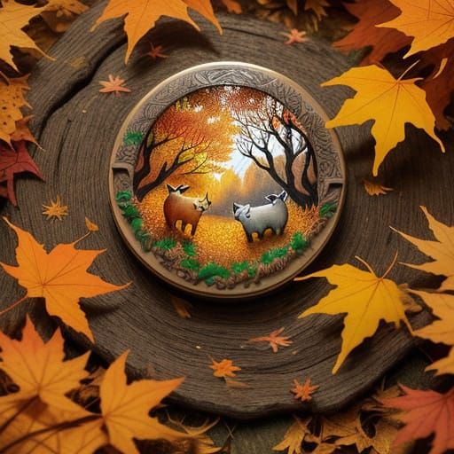 Whimsical Forest Creatures in Golden Hour Autumn Light