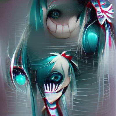 Creepy Hatsune Miku Digital Art Rendering