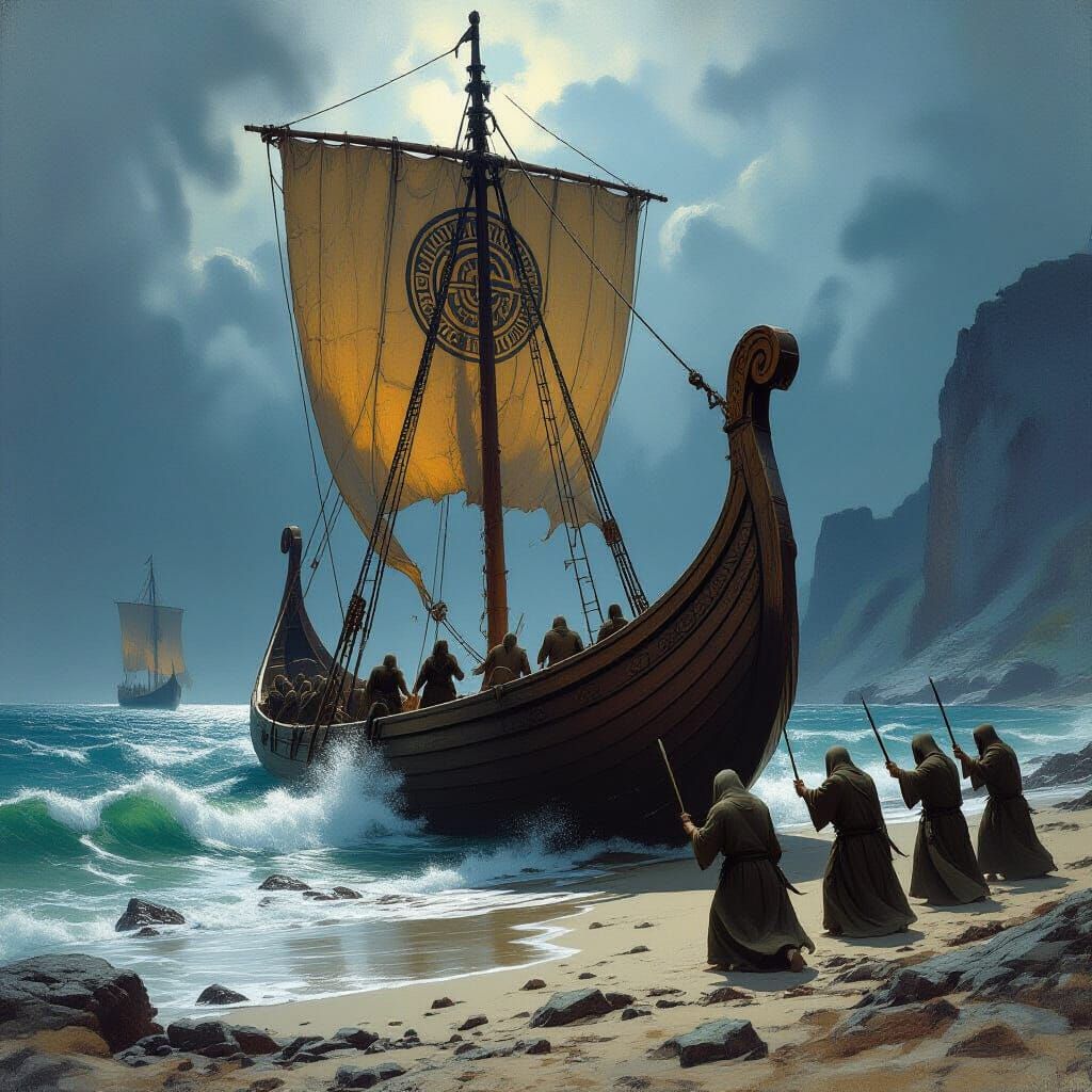 Viking Longship Landing: A Gritty Norse Scene