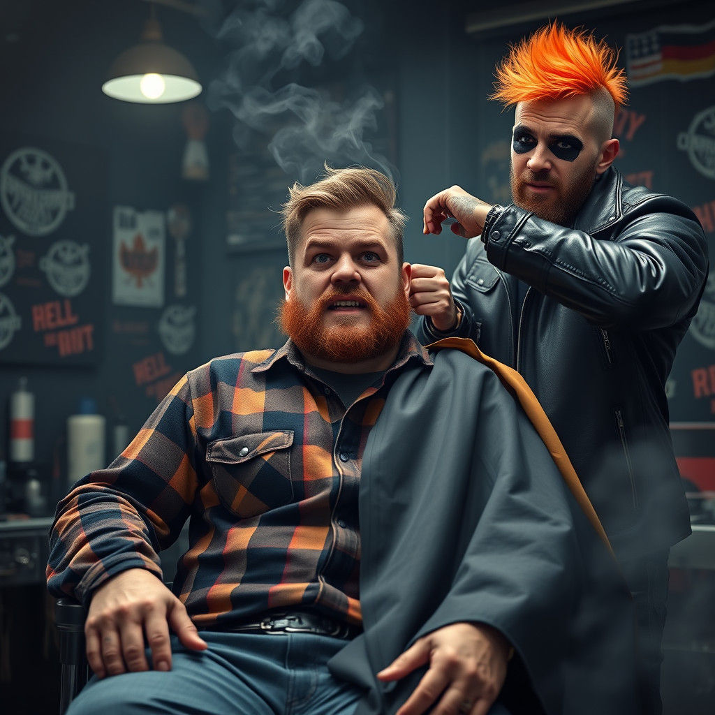 Logger's Punk Rock Haircut in Hyperrealistic Style