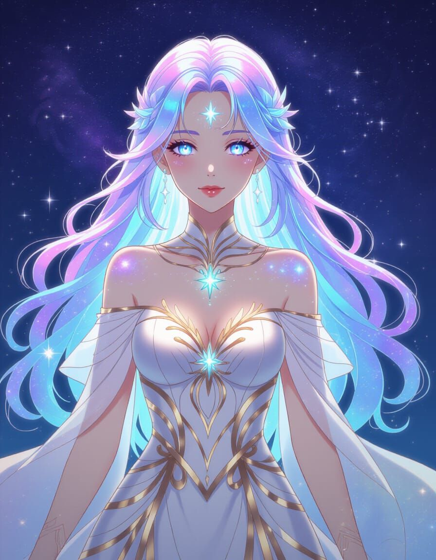 Celestial Queen in Anime Semi-Realism Style
