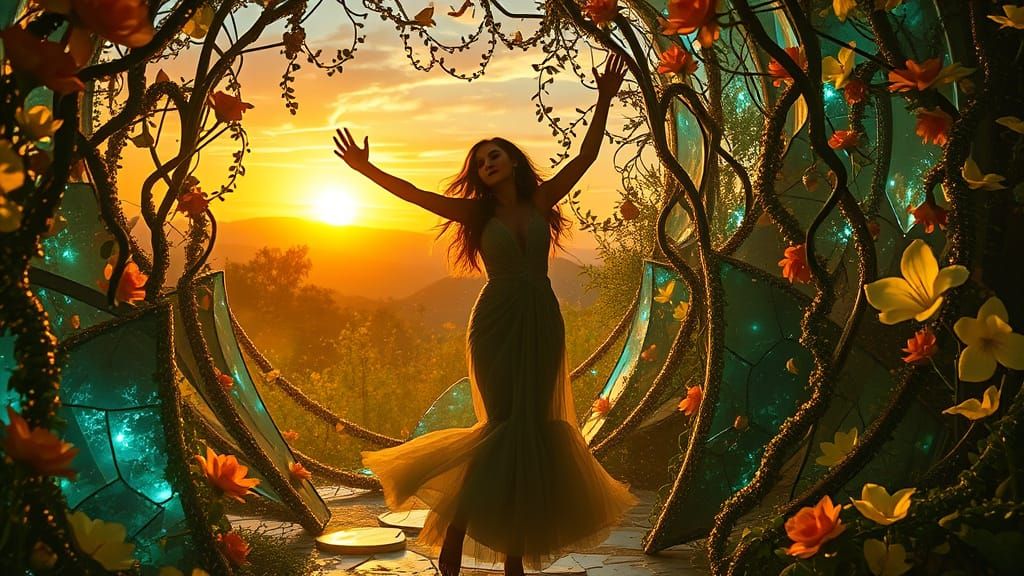 Ethereal Goddess Embodied in Whirling Labyrinth of Light