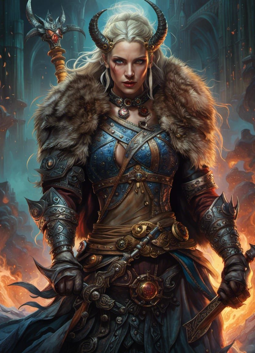 Viking Necromancer Priestess in Gothicpunk Style