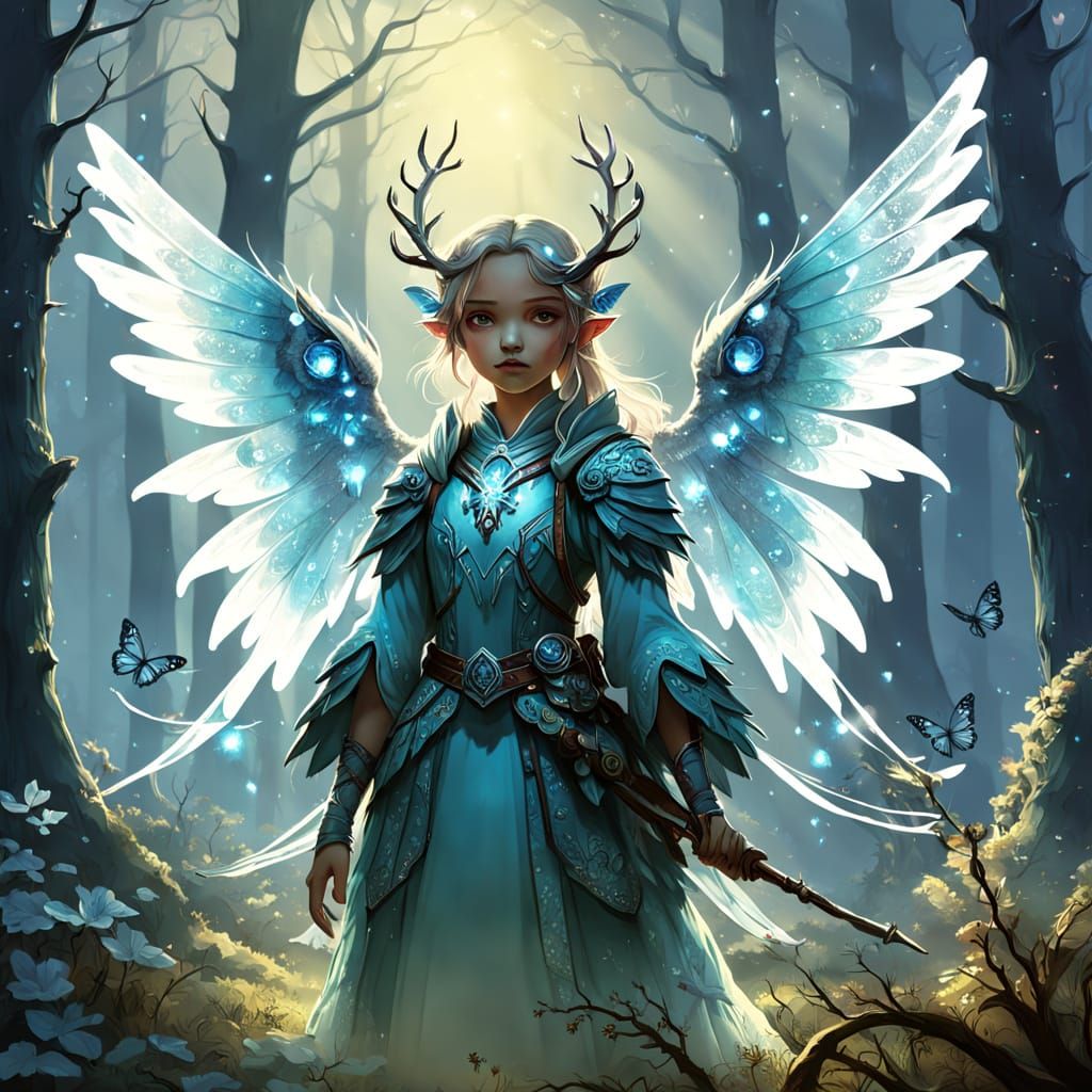 Ethereal Lumifawn in Moonlit Clearing, Kinkade Style