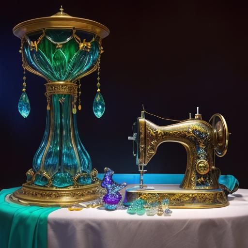 Antique Sewing Machine Clock Tower in Hyperrealism