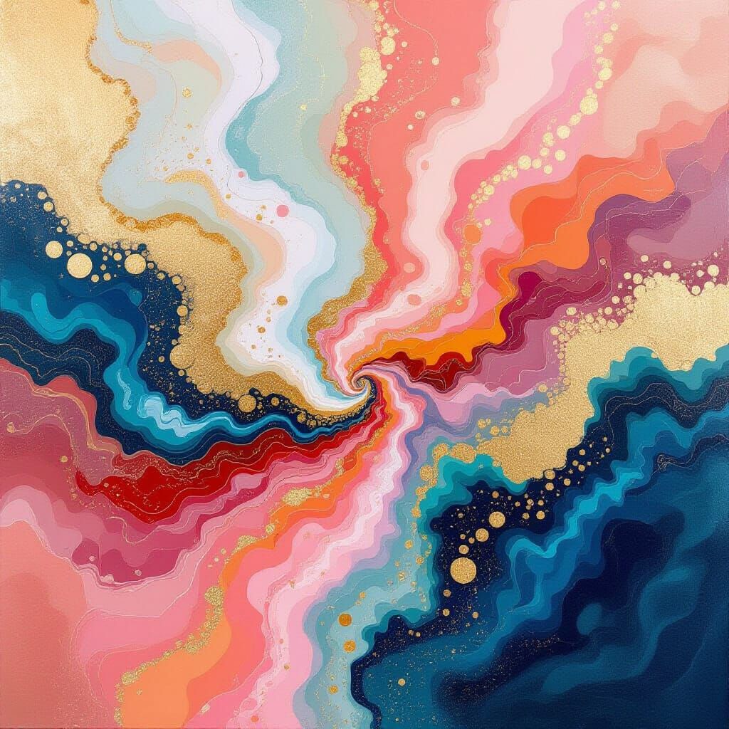 Abstract Ultramicrominimalism in Coral and Gold