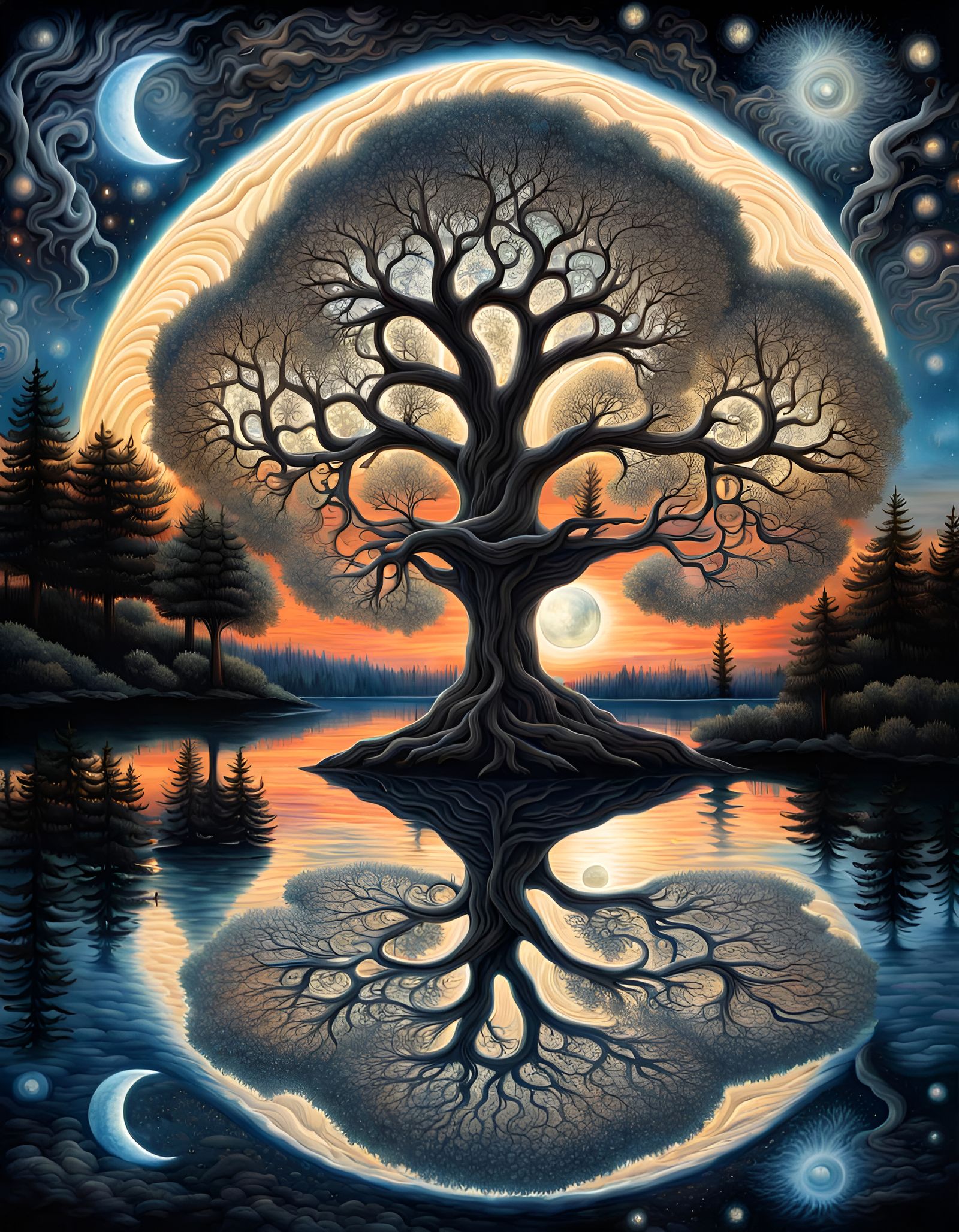 Cosmic Tree of Life at Night