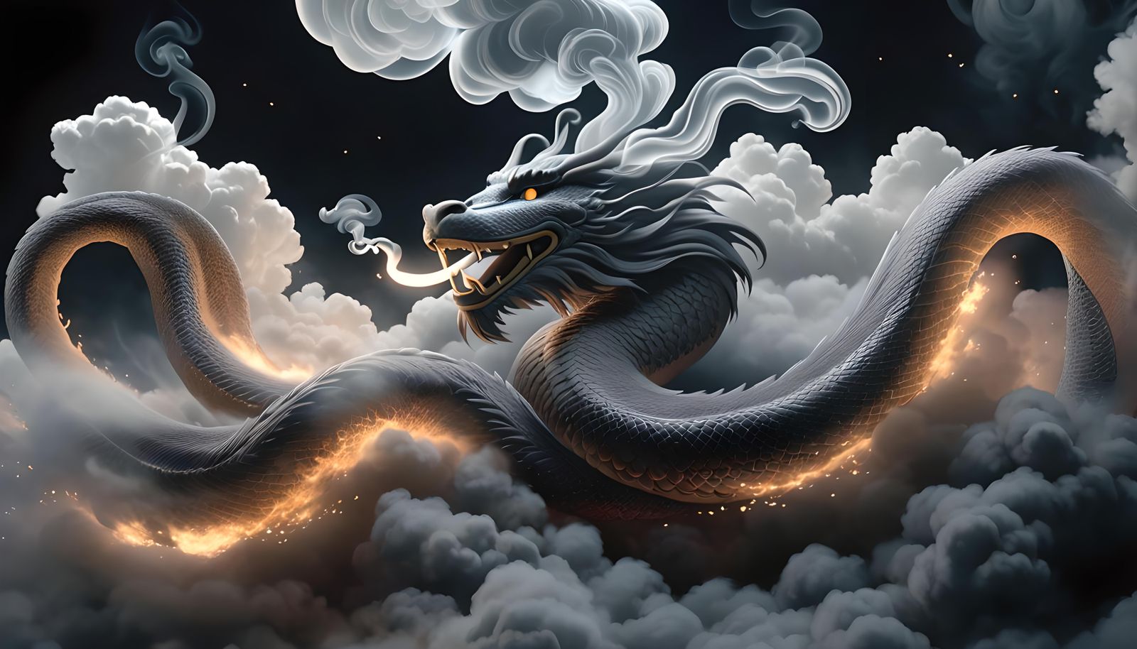 Dragon made of smoke