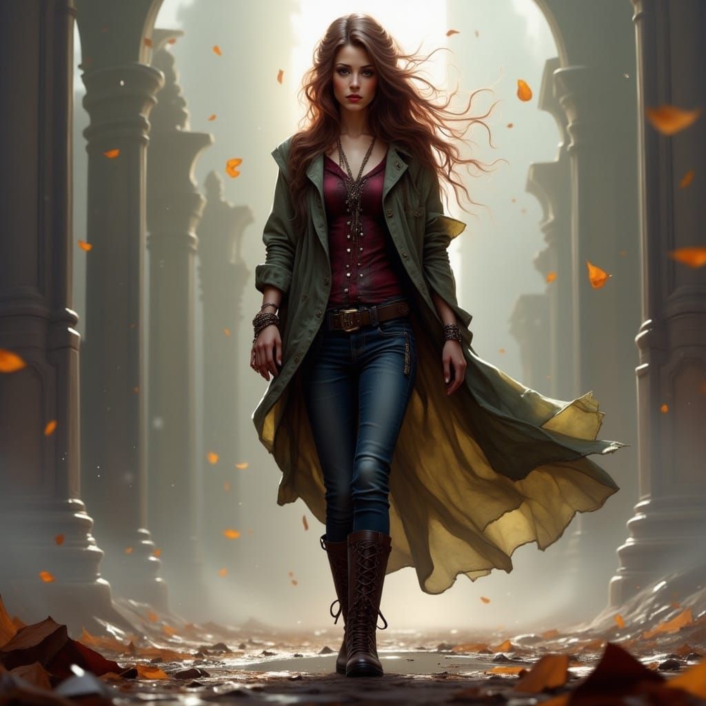 Woman with Green Eyes in Dramatic Lighting