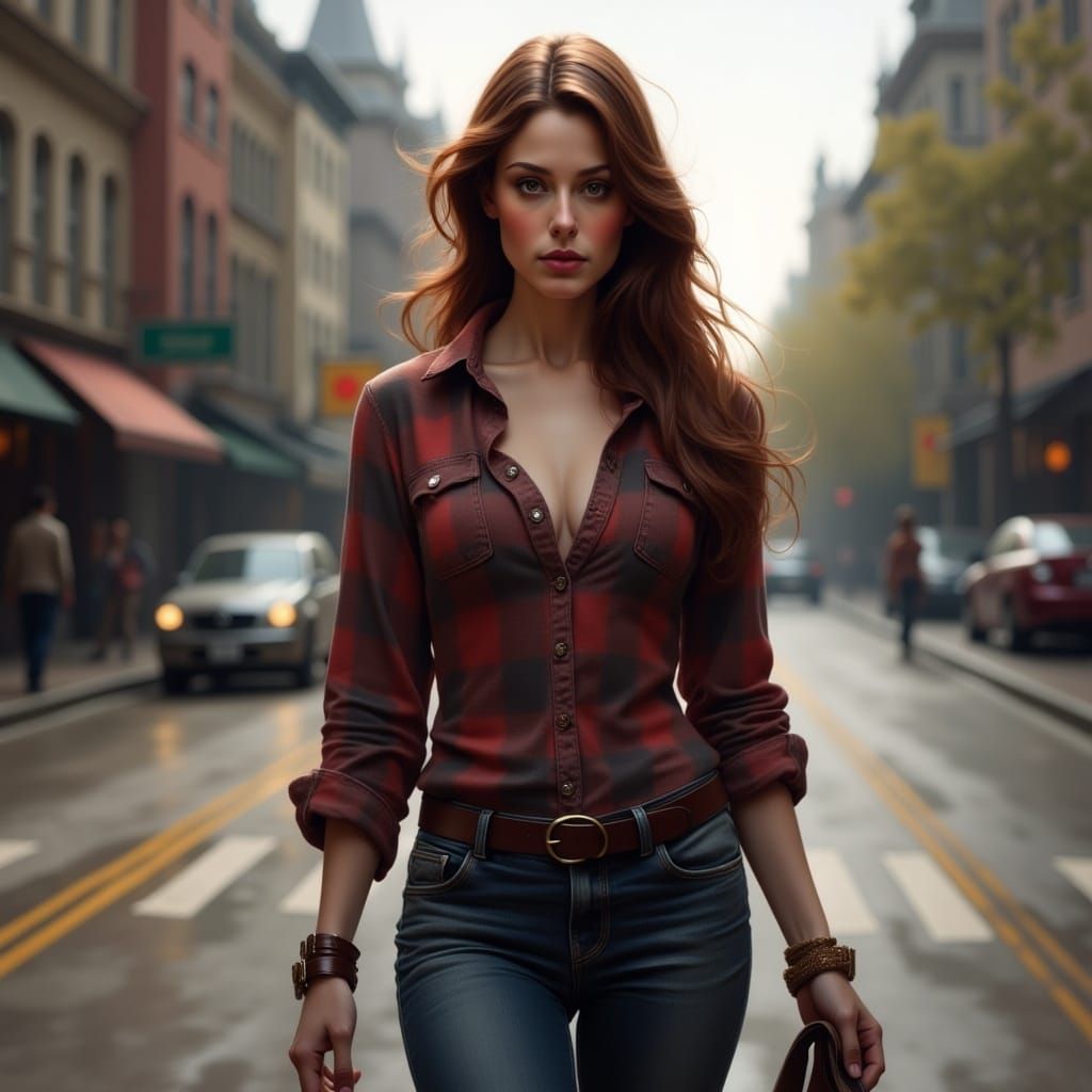 Woman with Emerald Eyes in Dramatic Lighting