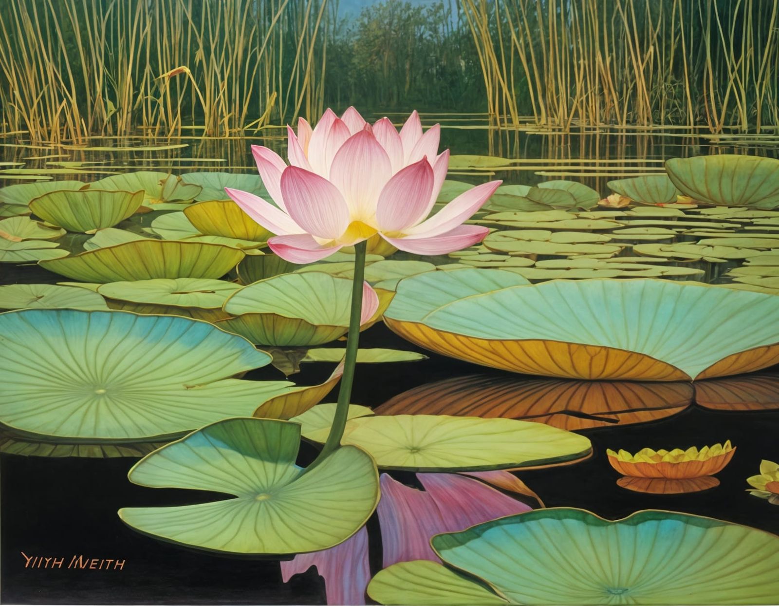 Soft Pastel Lotus Pond with Moebius Twist