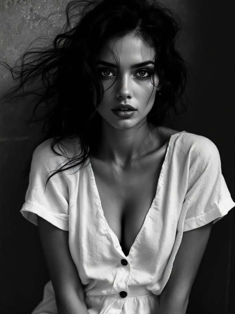 Monochromatic Figure Study with Selective Color Accents