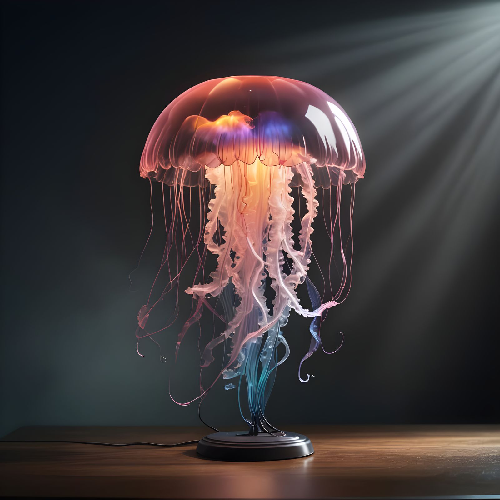 Translucent Jellyfish Table Lamp in Splash Art Style