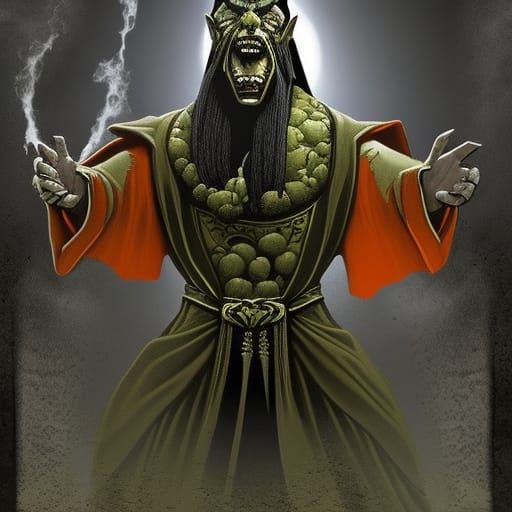 Lizard-Man Cultist Chanting a Curse in Dark Fantasy