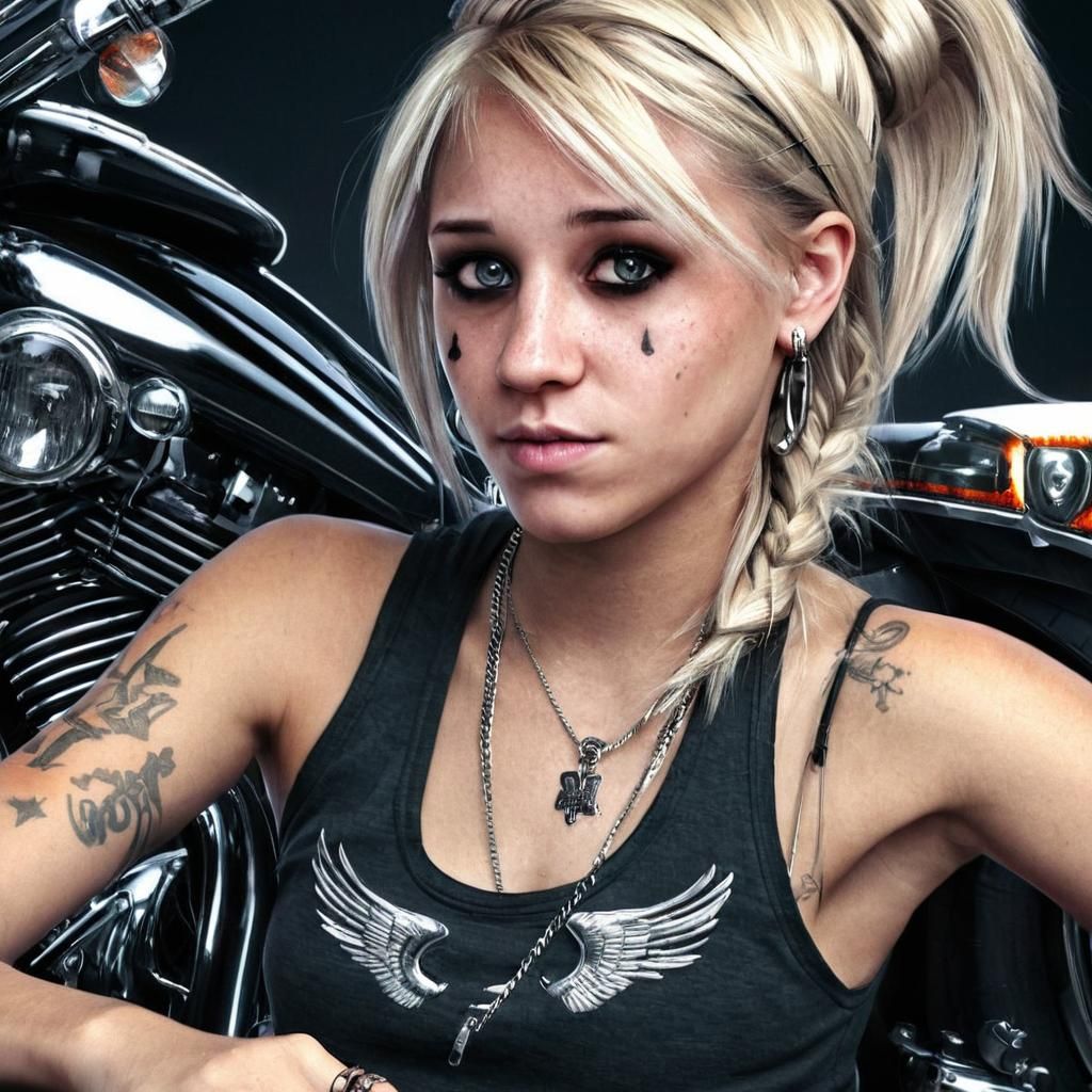 Lowrider Harley Chopper Portrait in Hyperdetailed Style