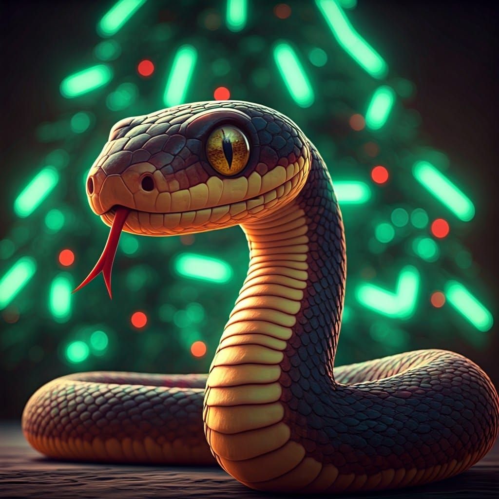 Energetic Green Christmas Snake Soft Toy in Neon Wonderland