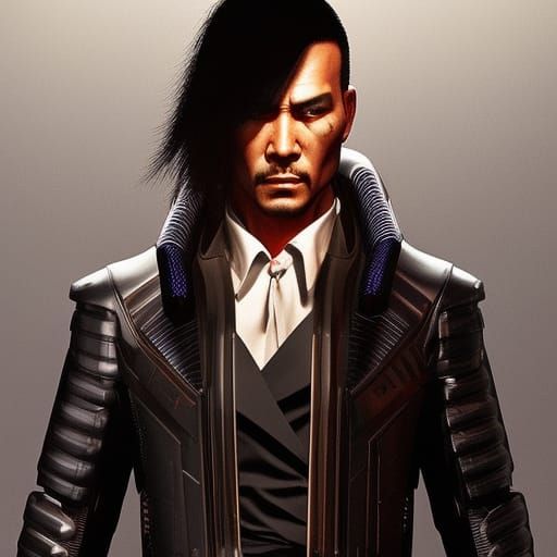 Cybernetic Yakuza Hitman in Cyberpunk Style