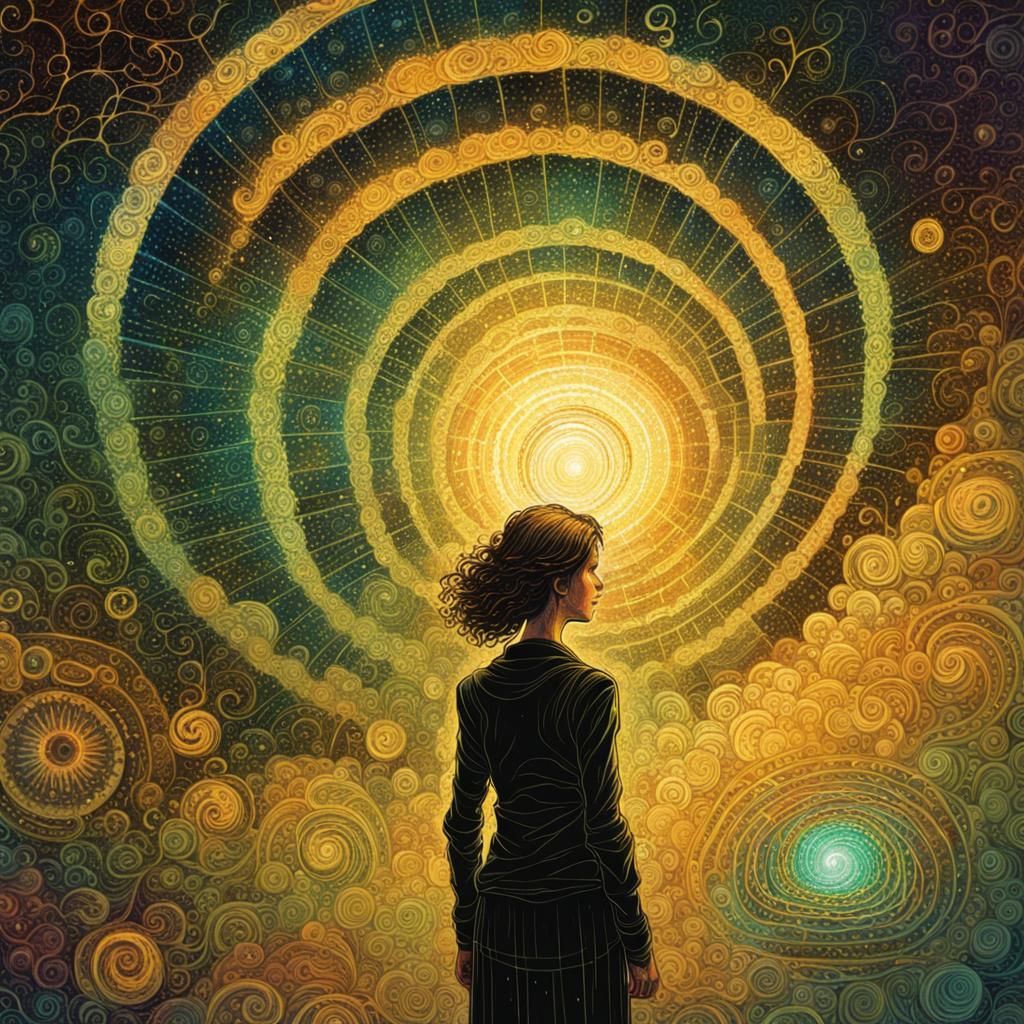 Golden Spiraling Vortex with Radiant Light