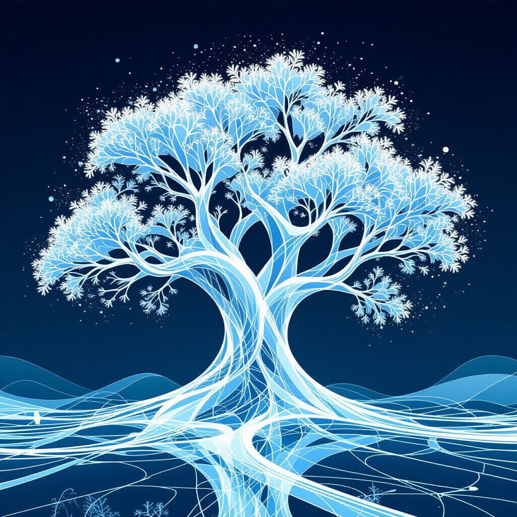 Plasma Bao Bab Tree with Abstract Fractal Patterns