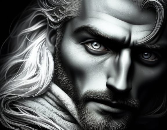 Dramatic Chiaroscuro Portrait with Contrasting Eyes